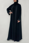 dubai abaya - thowby - Calligraphy Border Elegant Black Abaya