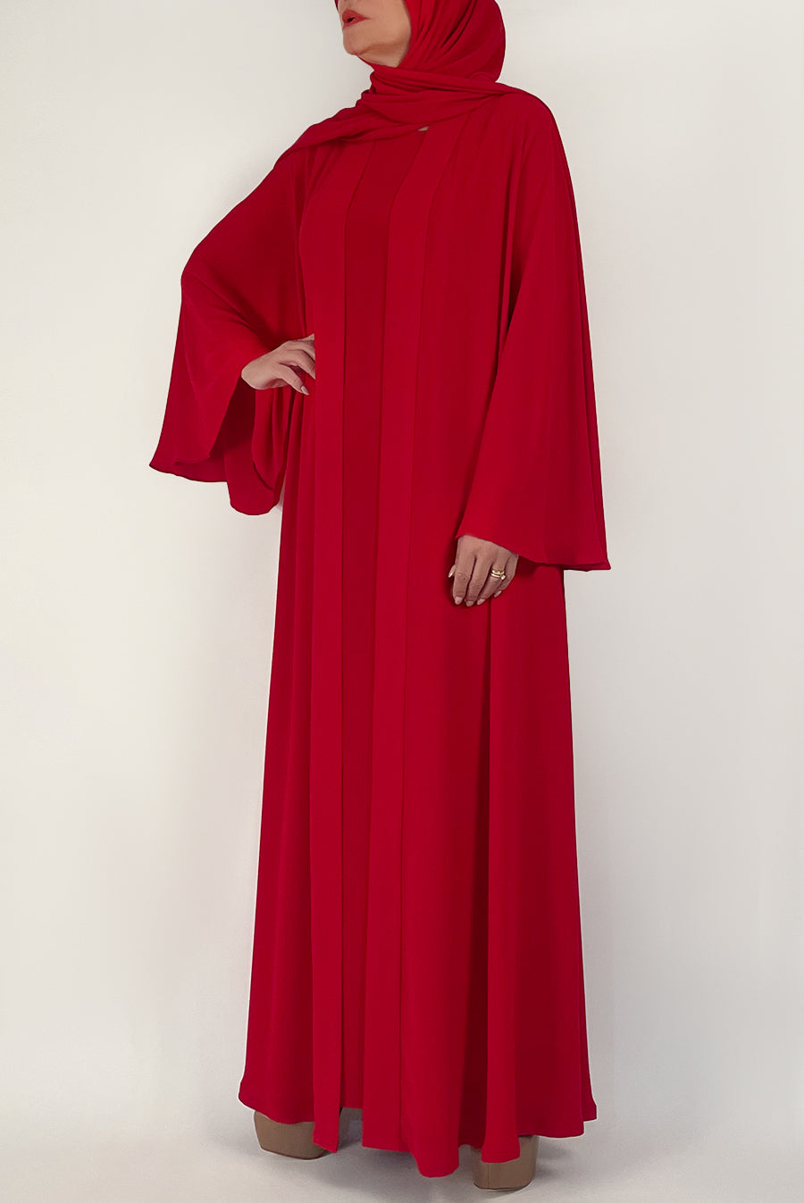 Cheerful Flowy Red Colored Abaya