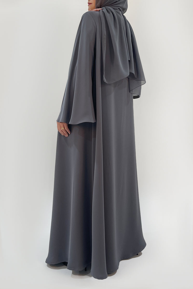 Beautiful Flowy Grey Colored Abaya