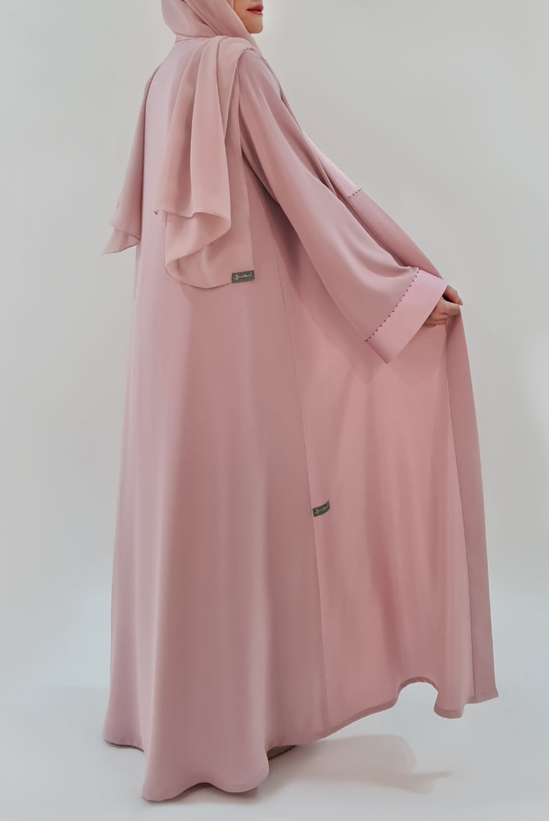 pastel pink abaya - thowby - branded abaya online shop