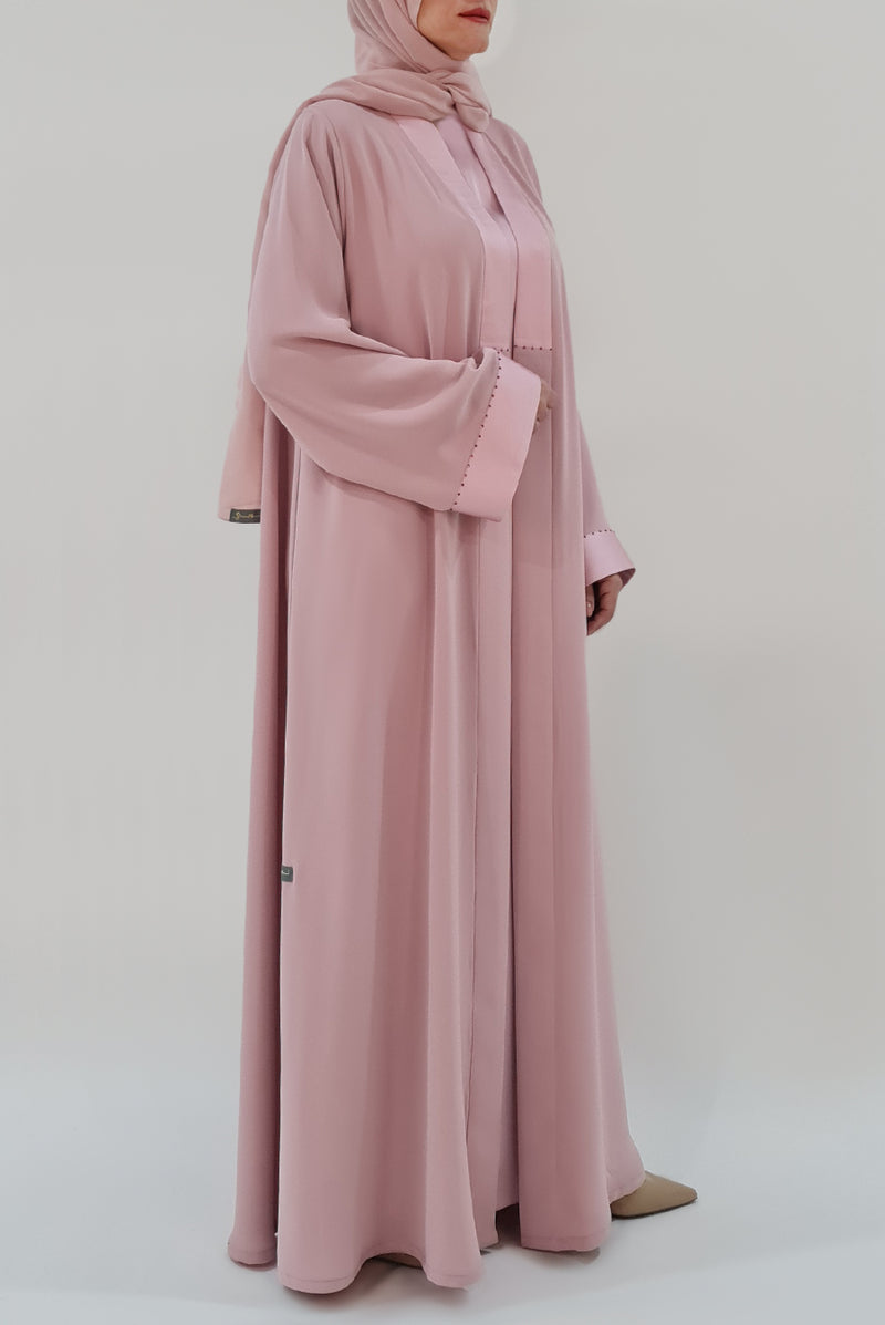 pastel pink abaya - thowby - branded abaya online shop