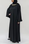 royal black modest jalabiya dress - thowby - elegant dresses in dubai