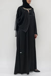 royal black modest jalabiya dress - thowby - elegant dresses in dubai