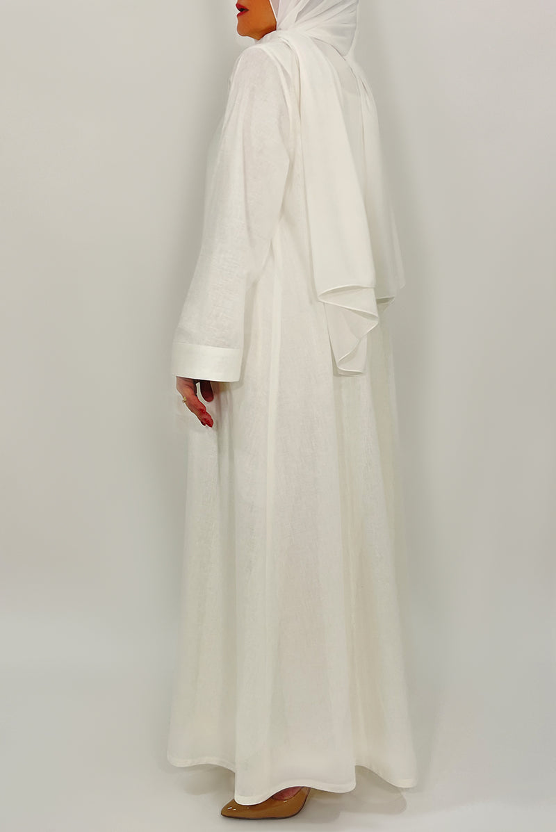 Simple White Linen Abaya
