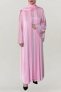 Cheerful Baby Pink Silk Abaya