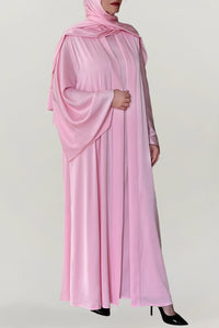 Cheerful Baby Pink Silk Abaya