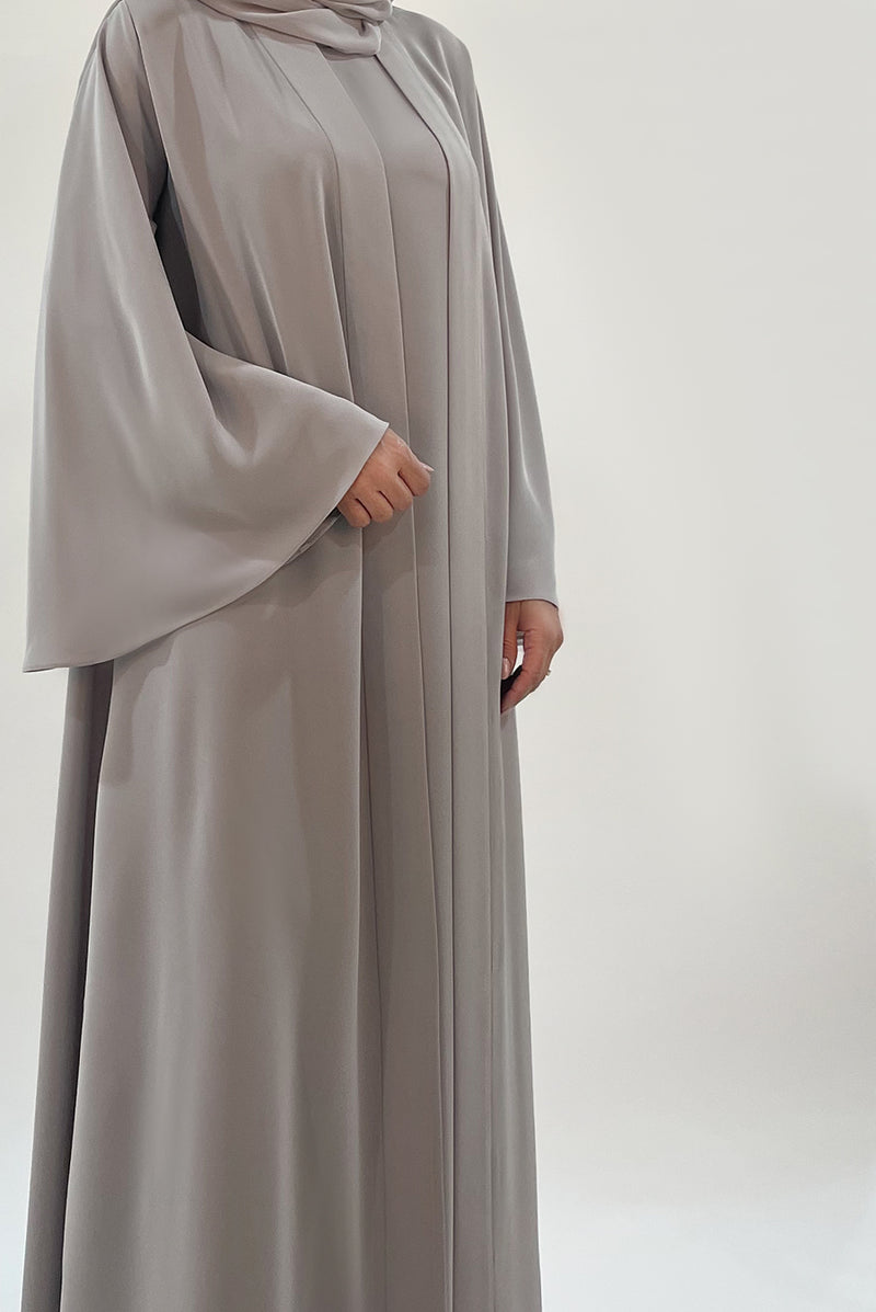 light grey abaya - thowby - branded online abaya shops dubai