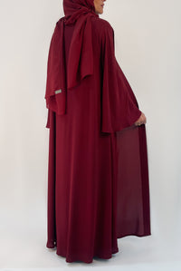 Vibrant Flowy Burgundy Colored Abaya
