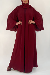 Vibrant Flowy Burgundy Colored Abaya