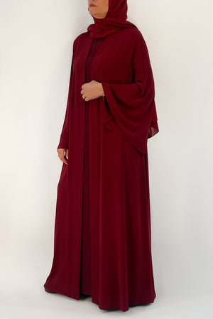 burgundy abaya - thowby - dubai designer abaya