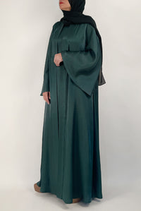 Stunning Shiny Green Colored Abaya