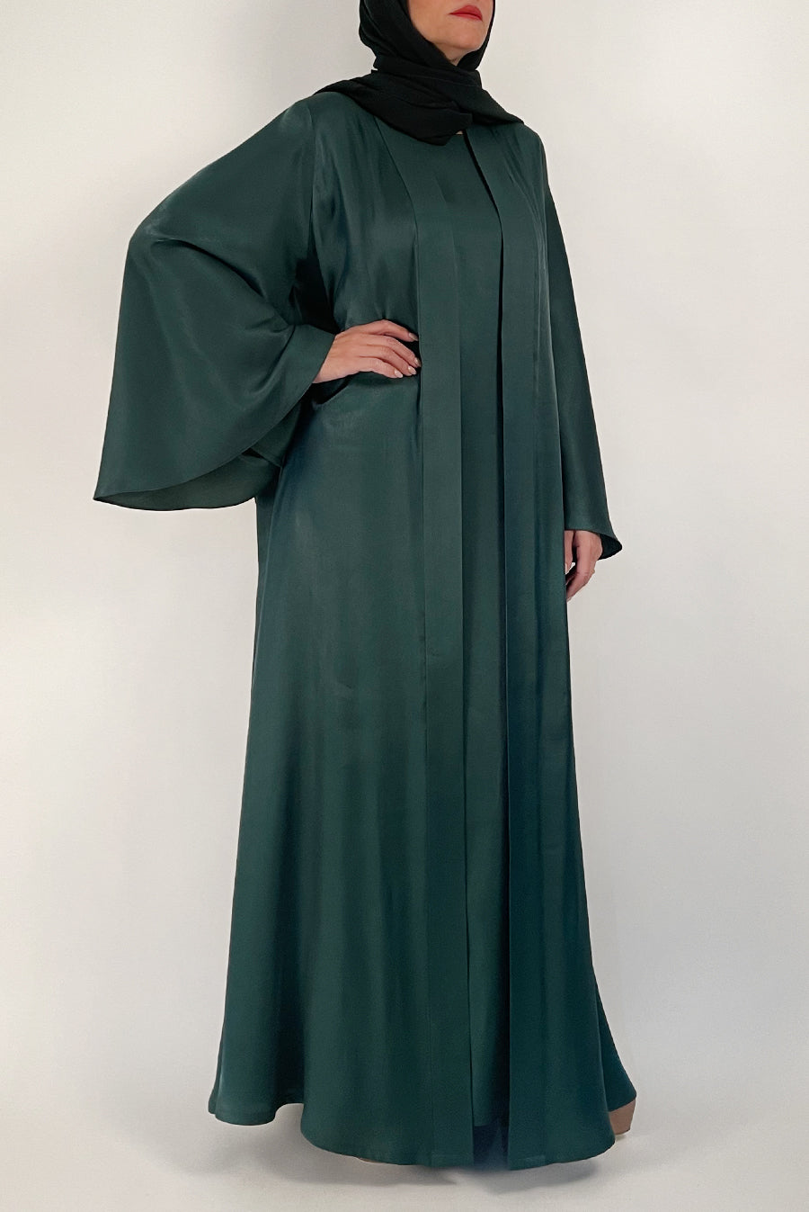 Green Plain Abaya - thowby - Dubai Designer Abaya