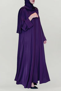 Stylish Dark Purple Silk Abaya