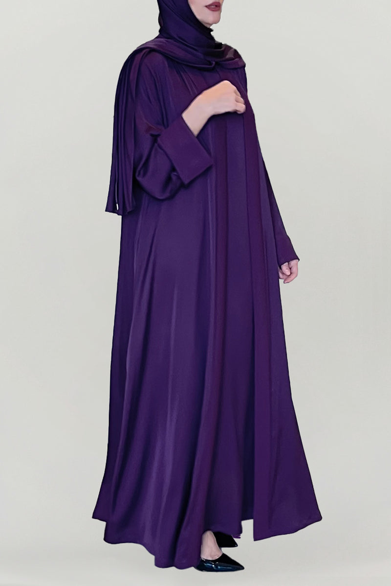 Stylish Dark Purple Silk Abaya
