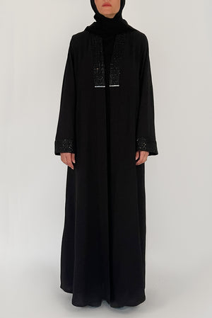 Stylish Black Abaya - thowby - best dubai abaya online