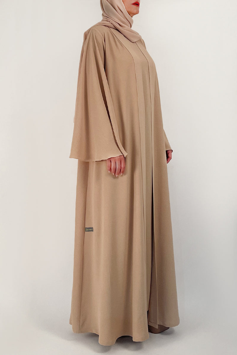 thowby - Beige Plain Abaya - Flowy Abaya Design