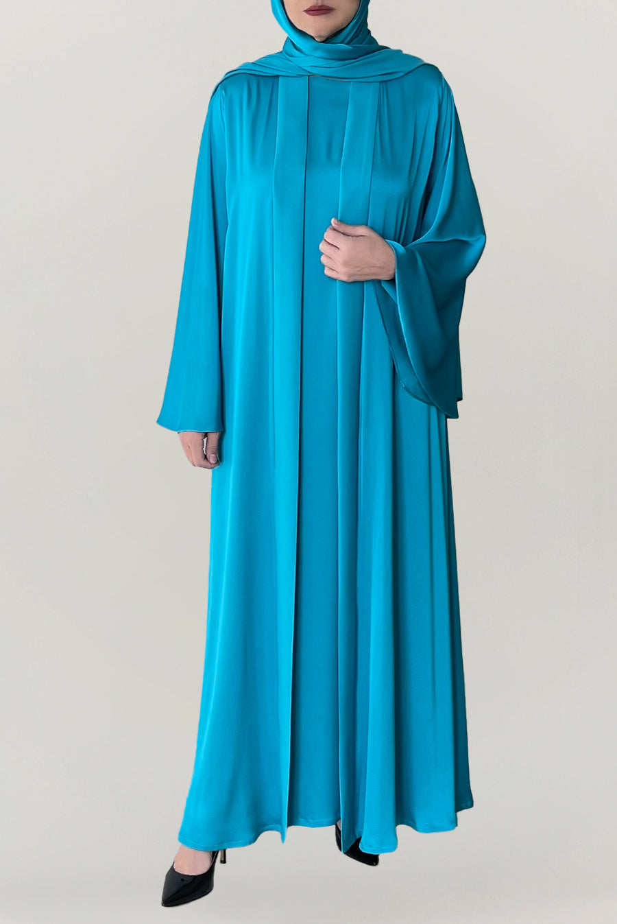 Trendy Turquoise Silk Abaya