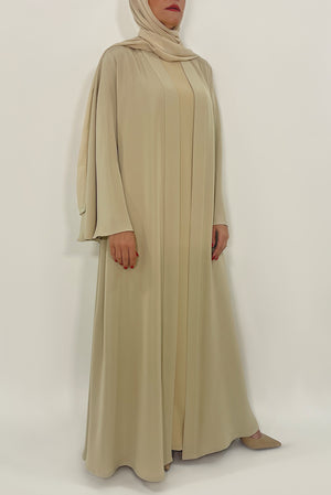 Elegant Designer Dubai Abayas - thowby - Beige Abaya