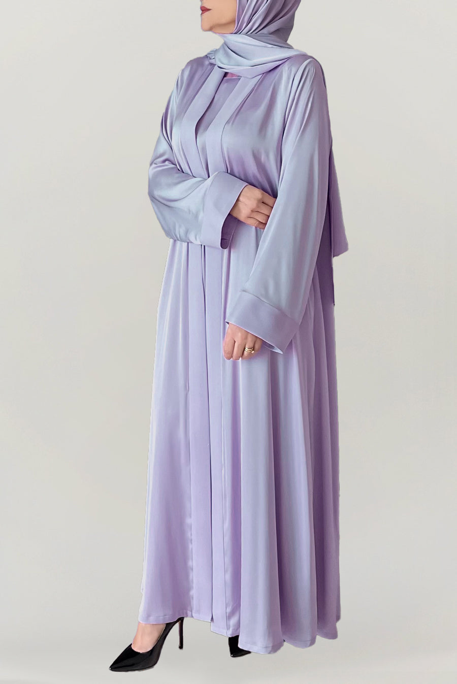 Timeless Lavender Silk Abaya Alma thowby ثـوبي