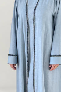 Beautiful Light Blue Linen Abaya