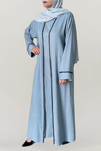 Beautiful Light Blue Linen Abaya