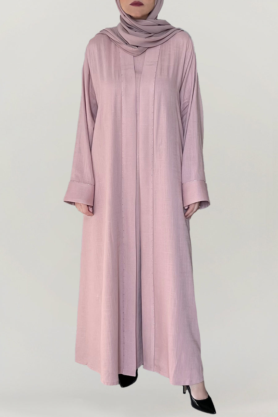Lovely Pink Linen Abaya
