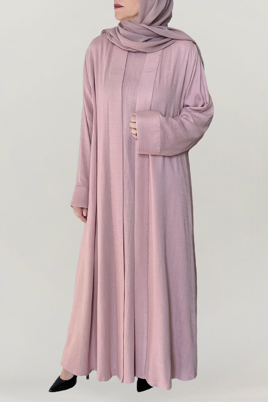 Lovely Pink Linen Abaya