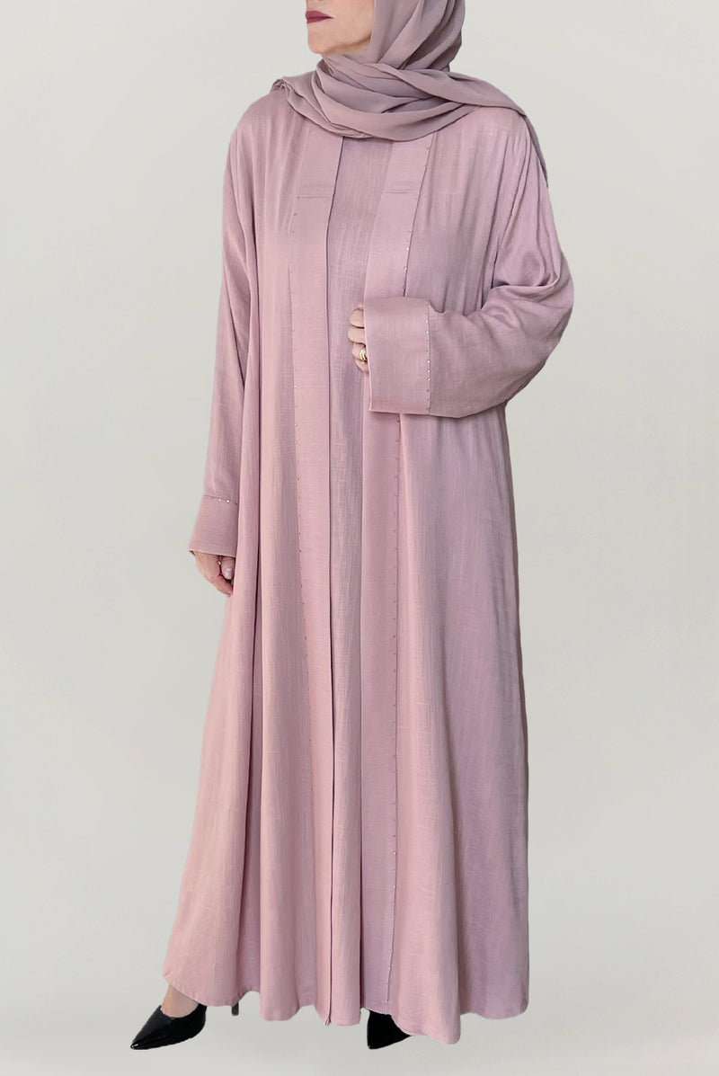 Lovely Pink Linen Abaya