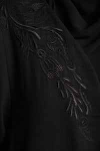 Black abaya floral embroidery - thowby - dubai online abaya shops