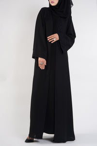 Black abaya floral embroidery - thowby - dubai online abaya shops