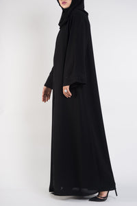 Black abaya floral embroidery - thowby - dubai online abaya shops