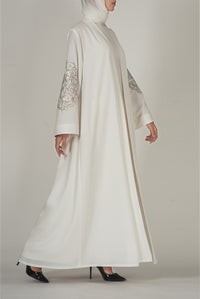 Premium Stitched White Linen Abaya