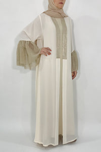 White and golden wedding abaya - thowby - Branded Dubai Online Abaya Shops