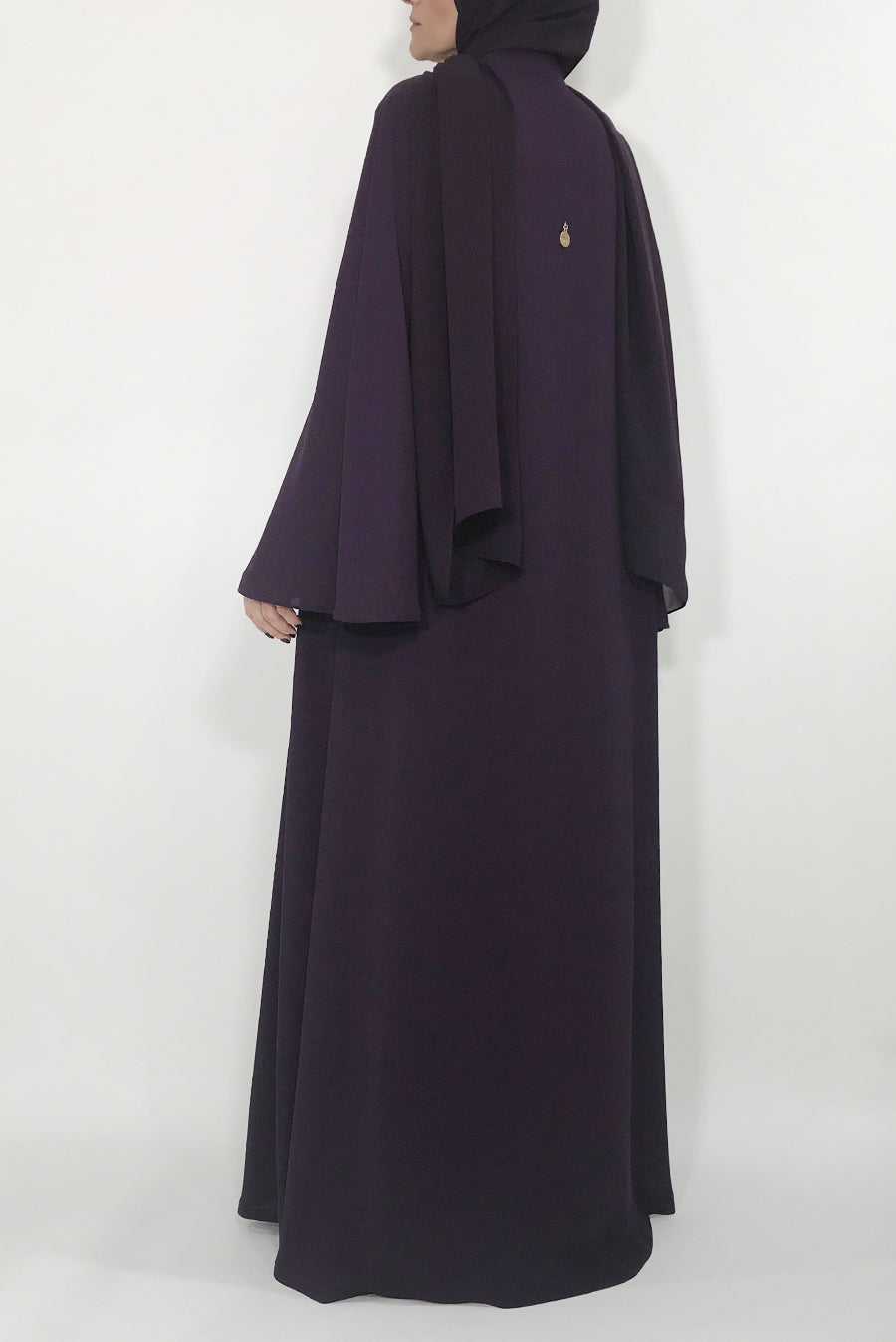 purple abaya - thowby - abaya online dubai - Flared abaya back