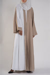 Maha Abaya - white and beige abaya - thowby - abaya online dubai