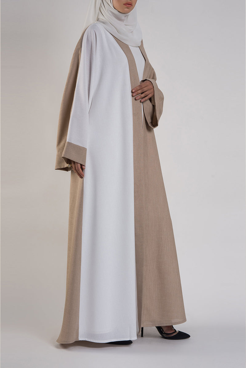 Maha Abaya - white and beige abaya - thowby - abaya online dubai