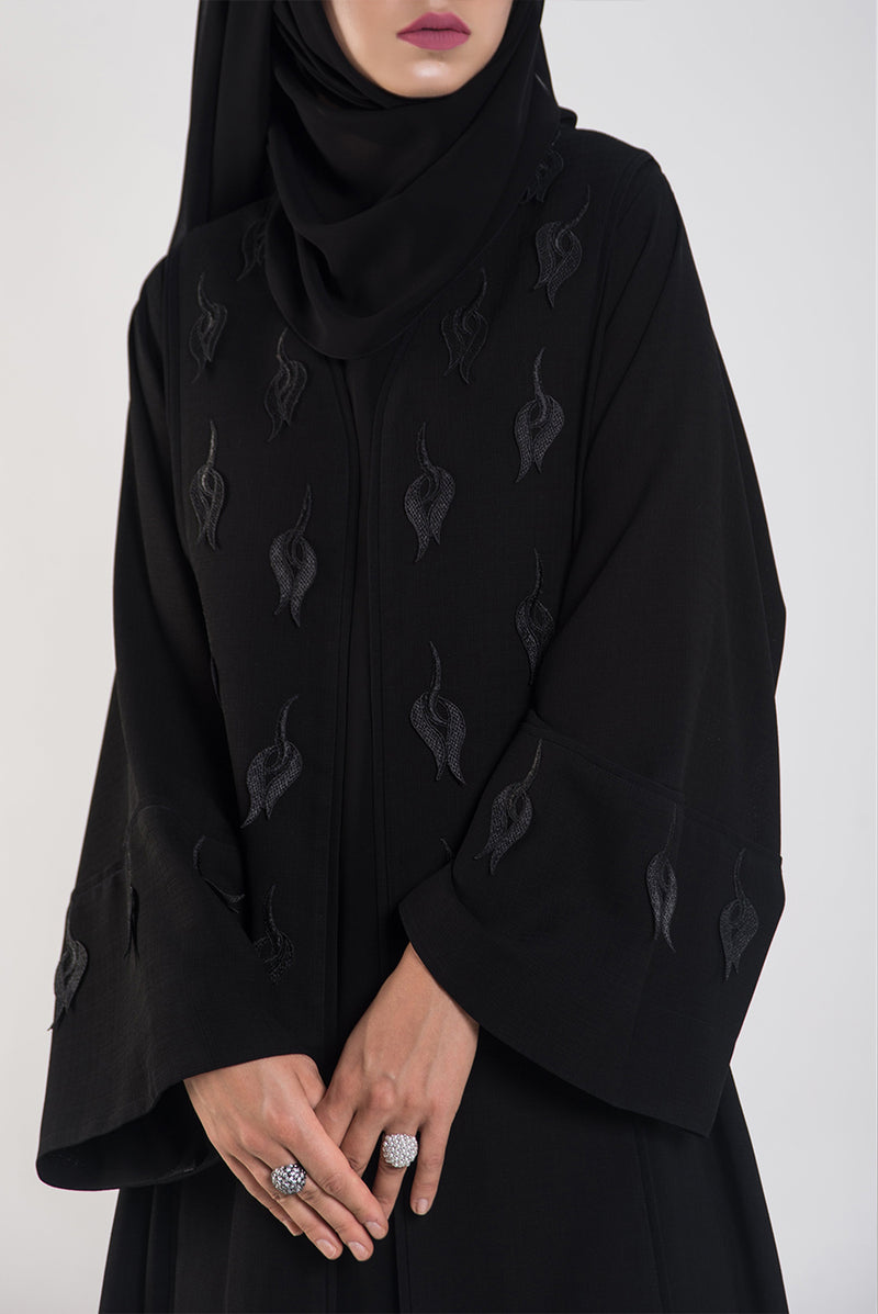 luxury branded black abayas - thowby - designer dubai abayas