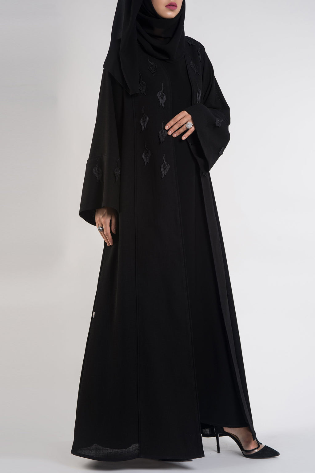 luxury branded black abayas - thowby - designer dubai abayas