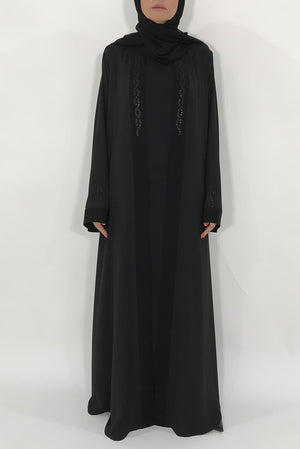 Black Plain Abaya - thowby - Elegant Dubai Abaya