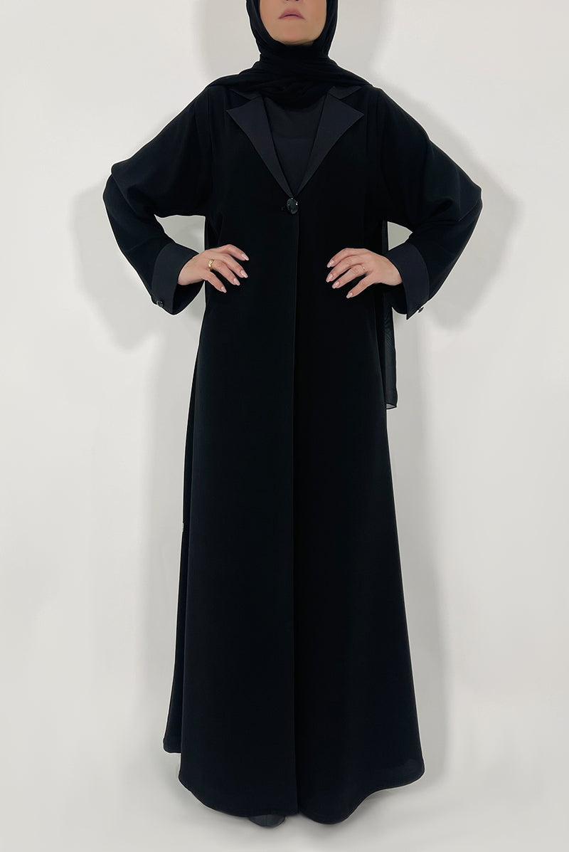 Black collar abaya - thowby dubai - latest trends in abaya