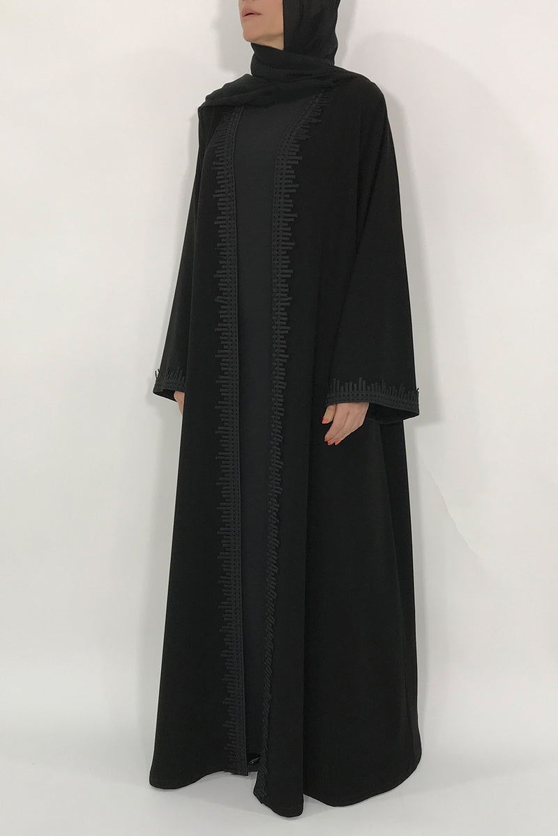 Black Designer Abaya - thowby - Luxury Wear Black Abaya