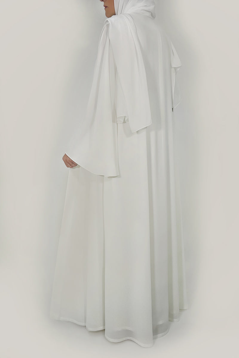 White Classy Abaya - thowby - dubai abayas