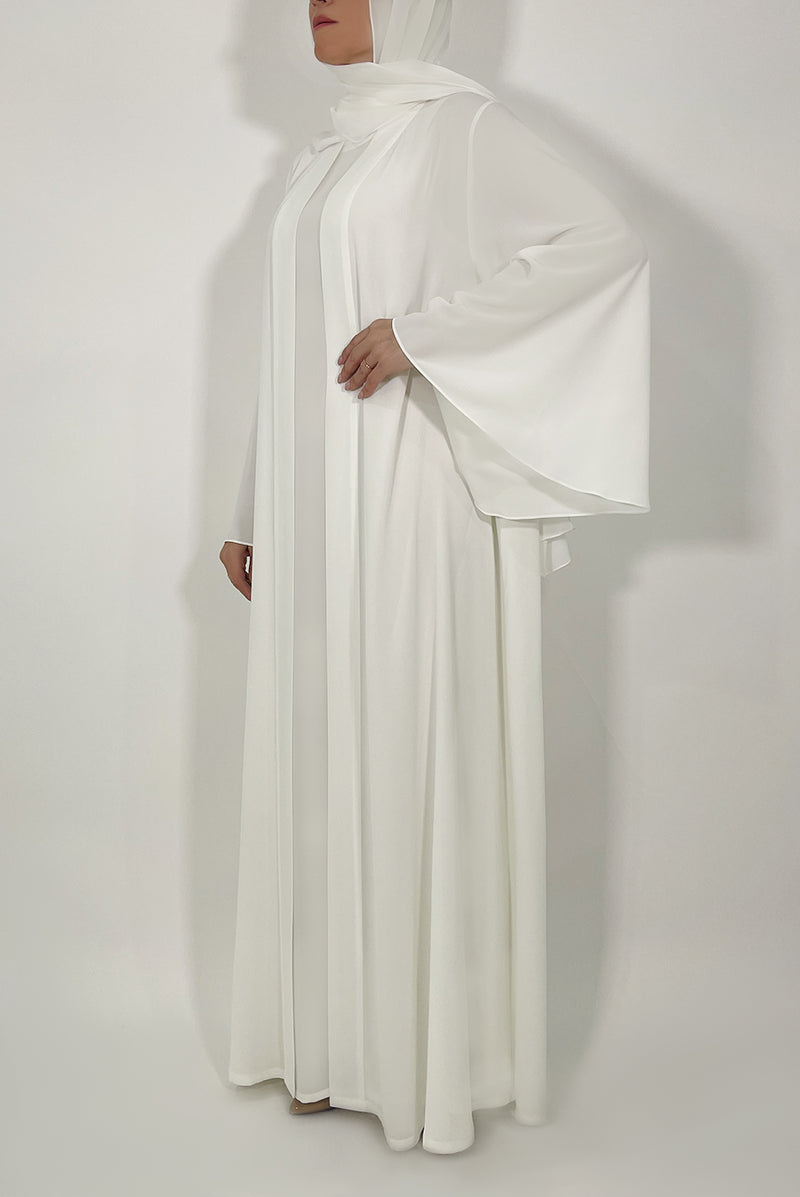 White Classy Abaya - thowby - dubai abayas