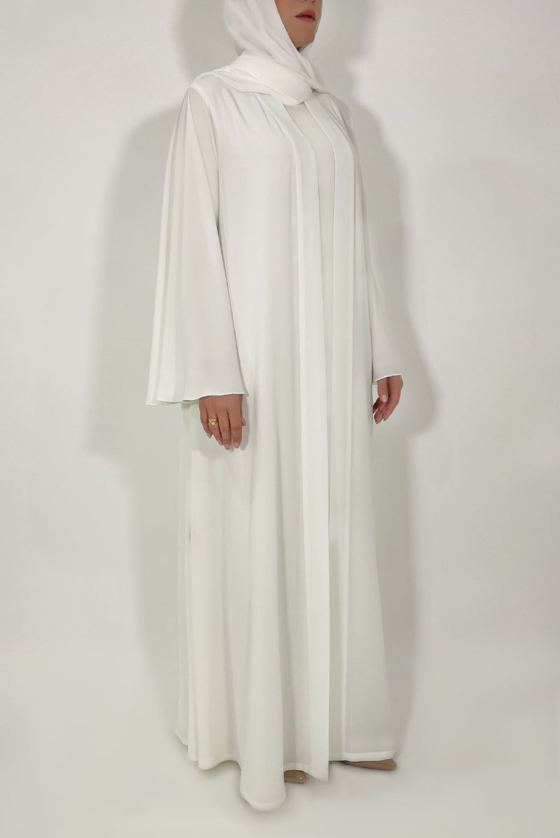 White Classy Abaya - thowby - dubai abayas