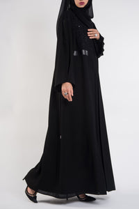 royal black abaya - thowby - branded luxury abayas in dubai