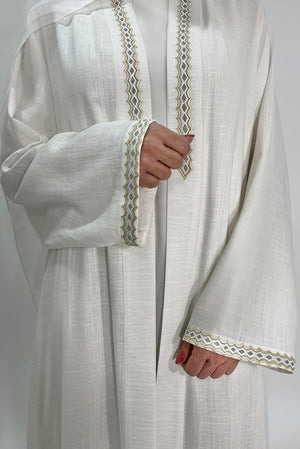 White Festive Abayas - thowby - dubai designer abaya