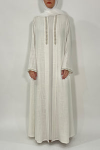 White Festive Abayas - thowby - dubai designer abaya