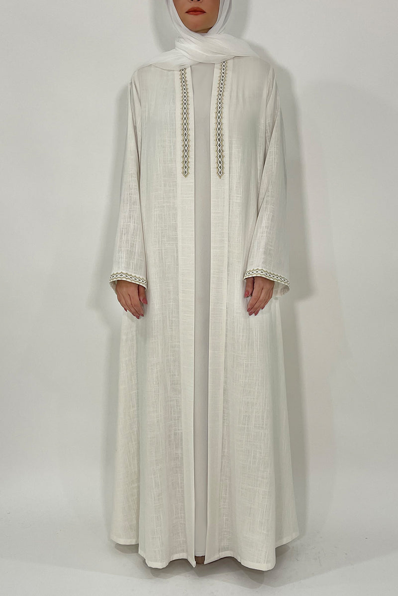 White Festive Abayas - thowby - dubai designer abaya