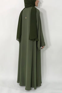 Tayba Abaya - dark olive abaya - thowby - Dubai abaya online worldwide shipping