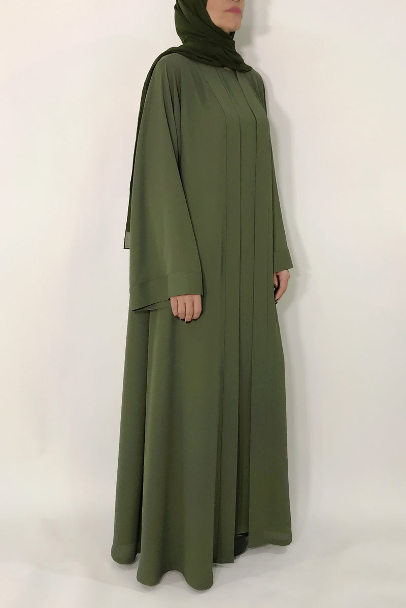 Tayba Abaya - dark olive abaya - thowby - Dubai abaya online worldwide shipping